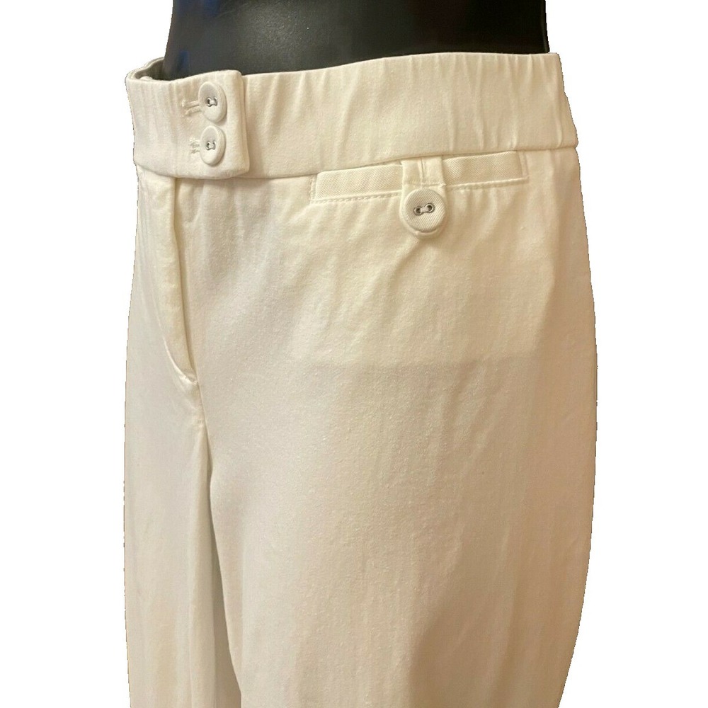 Chico's Womens Ankle Crop Pants Size 00 White Knit Cotton Elastic Waist Stretch - Picture 4 of 13